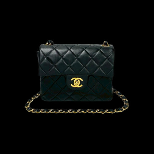Black Leather Chanel Shoulder Bag