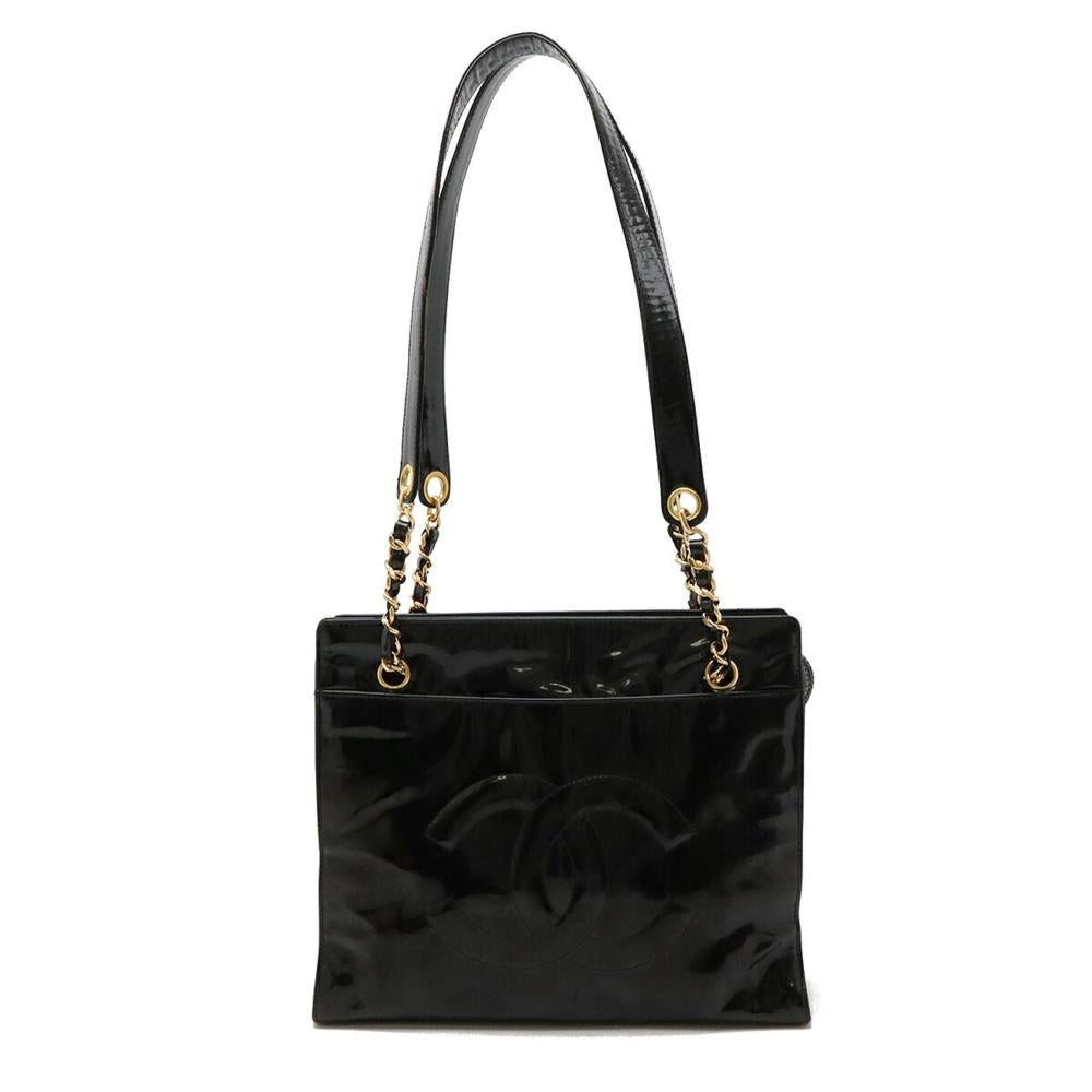 Black Leather Chanel Shoulder Bag