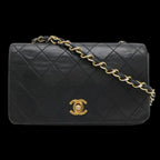 Black Leather Chanel Shoulder Bag