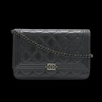 Black Leather Chanel Shoulder Bag