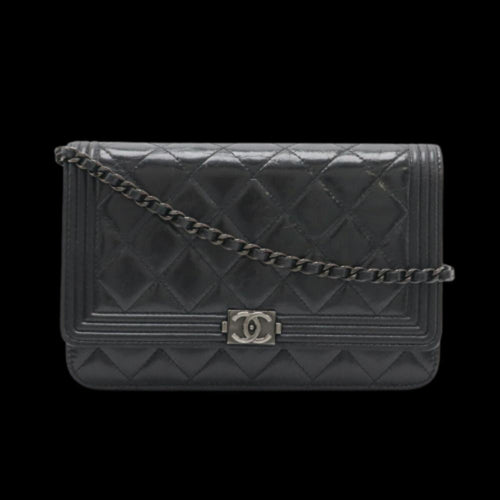Black Leather Chanel Shoulder Bag