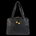 Black Leather Chanel Shoulder Bag