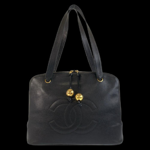 Black Leather Chanel Shoulder Bag