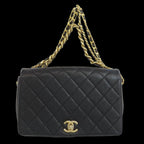 Black Leather Chanel Shoulder Bag