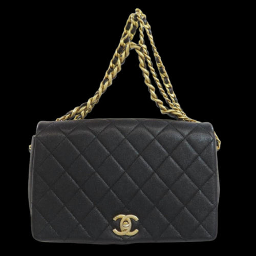 Black Leather Chanel Shoulder Bag