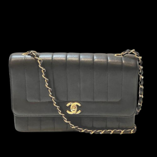 Black Leather Chanel Shoulder Bag