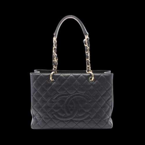 Black Leather Chanel Tote