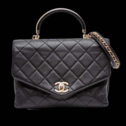 Black Leather Chanel Flap Bag