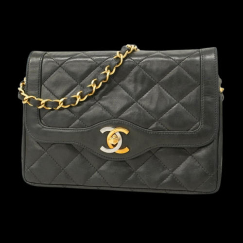 Black Leather Chanel Shoulder Bag