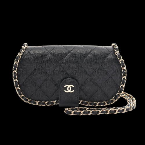 Black Leather Chanel Crossbody Bag