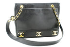 Black Leather Chanel Shoulder Bag