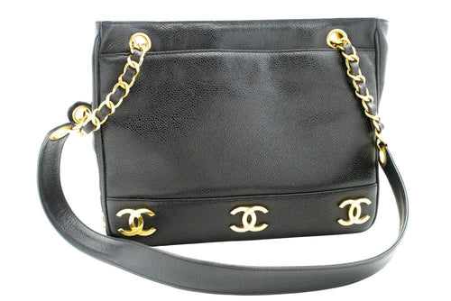 Black Leather Chanel Shoulder Bag