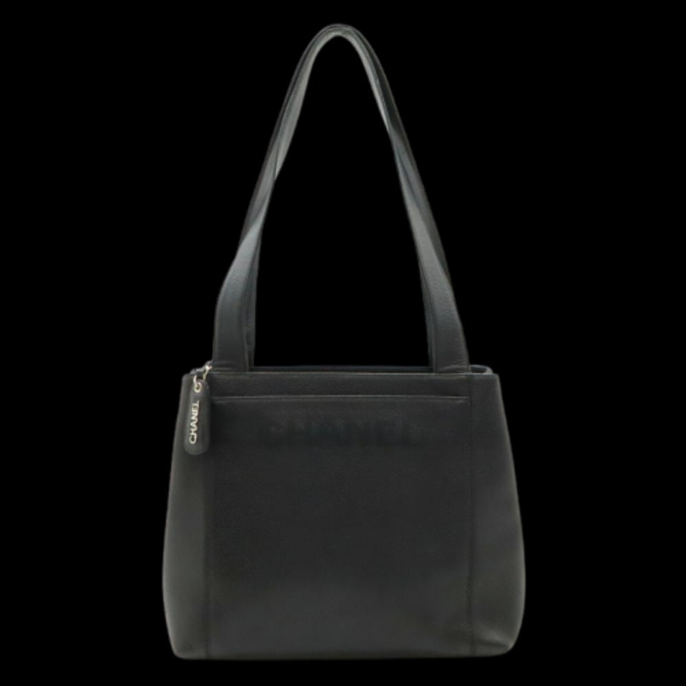 Black Leather Chanel Shoulder Bag