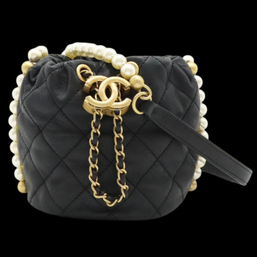 Black Leather Chanel Shoulder Bag