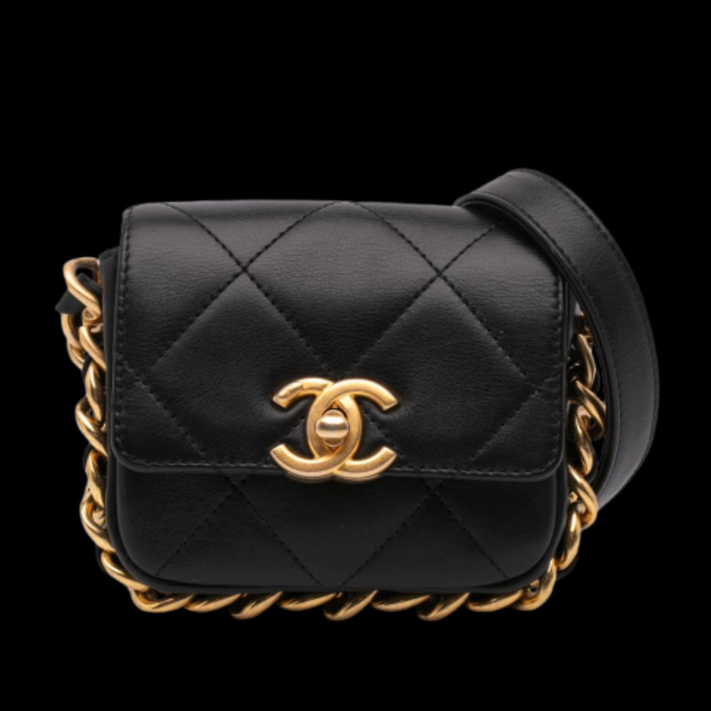 Black Leather Chanel Flap Bag