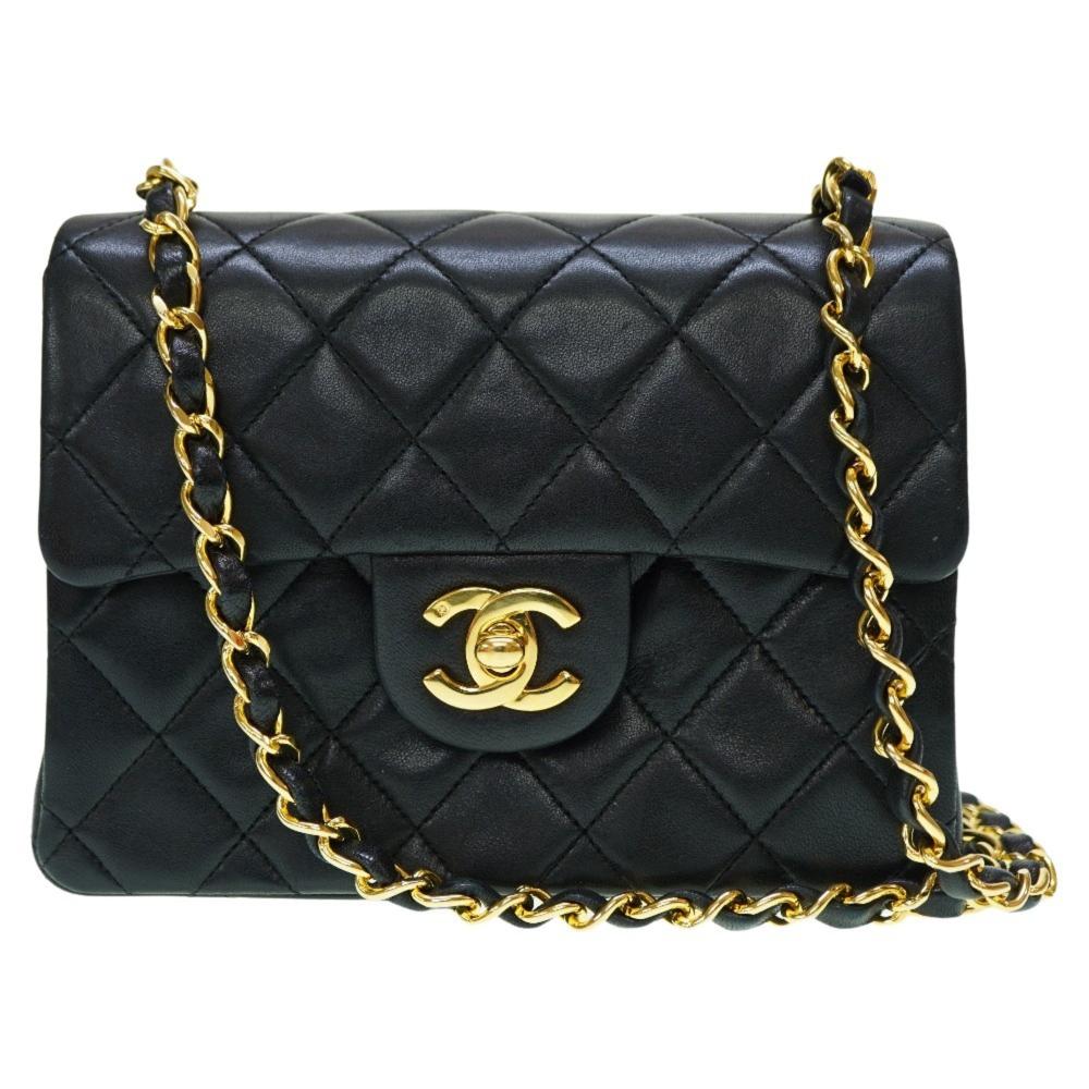 Black Leather Chanel Shoulder Bag
