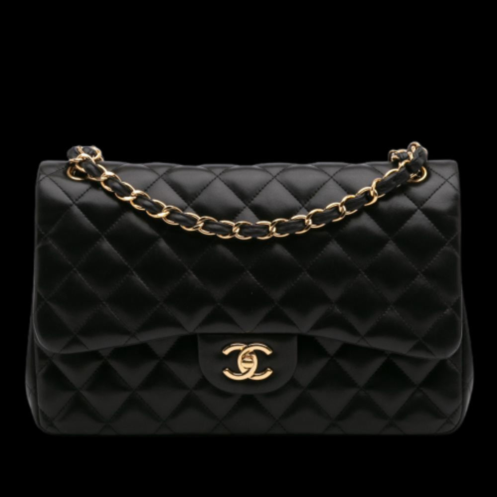 Black Leather Chanel Flap Bag