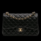 Black Leather Chanel Flap Bag