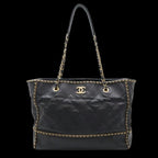 Black Leather Chanel Shoulder Bag