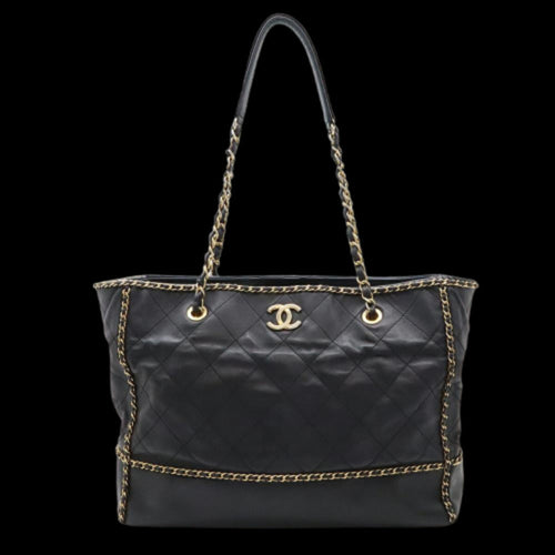 Black Leather Chanel Shoulder Bag