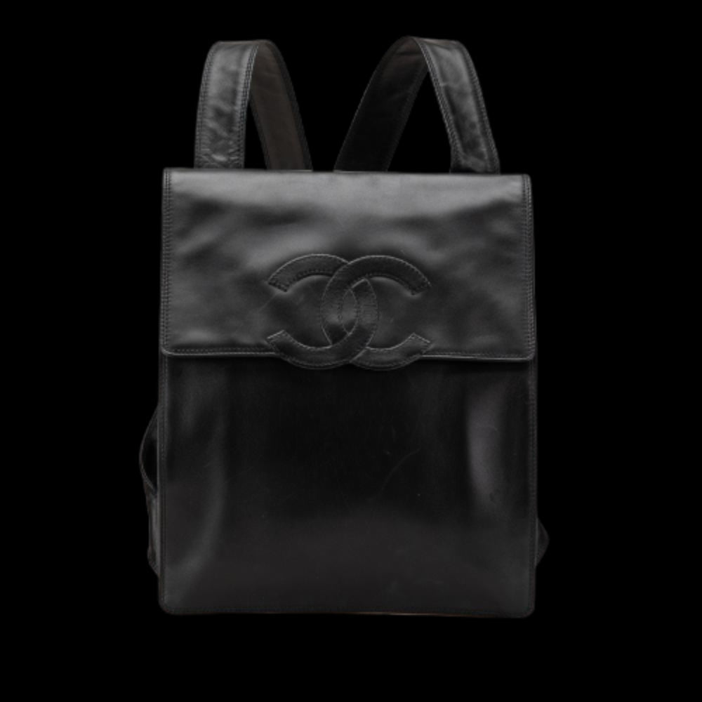 Black Leather Chanel Backpack