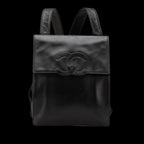 Black Leather Chanel Backpack