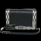 Black Leather Chanel Shoulder Bag