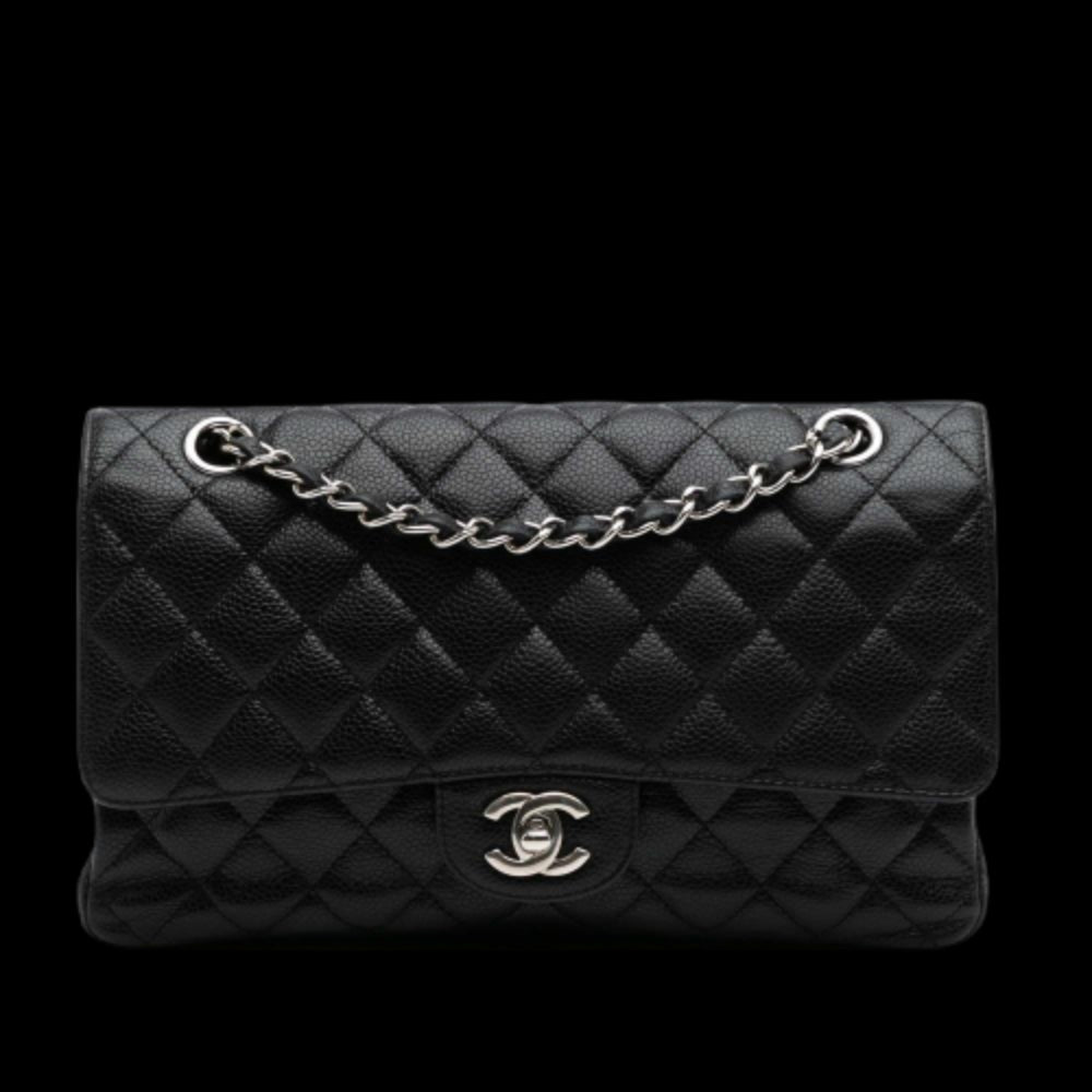 Black Leather Chanel Shoulder Bag