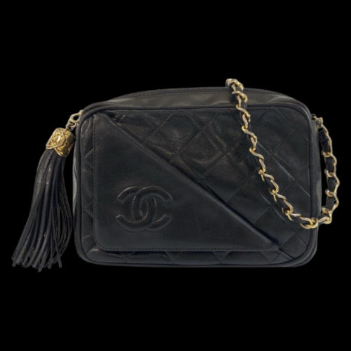 Black Leather Chanel Shoulder Bag