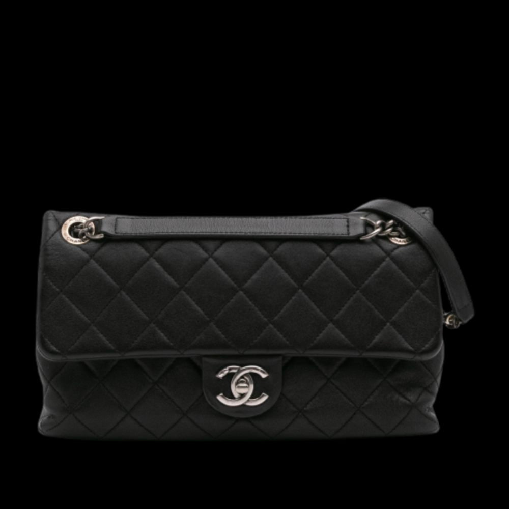 Black Leather Chanel Flap Bag