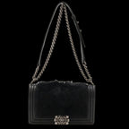 Black Leather Chanel Shoulder Bag