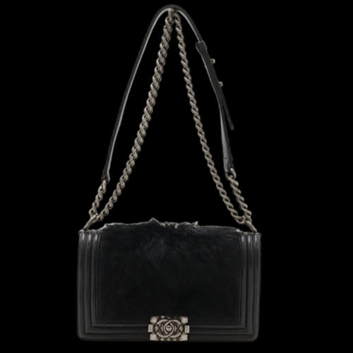 Black Leather Chanel Shoulder Bag
