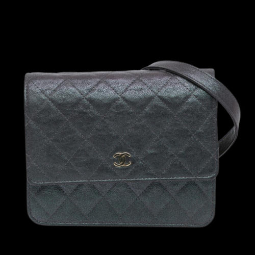 Black Leather Chanel Wallet On Chain