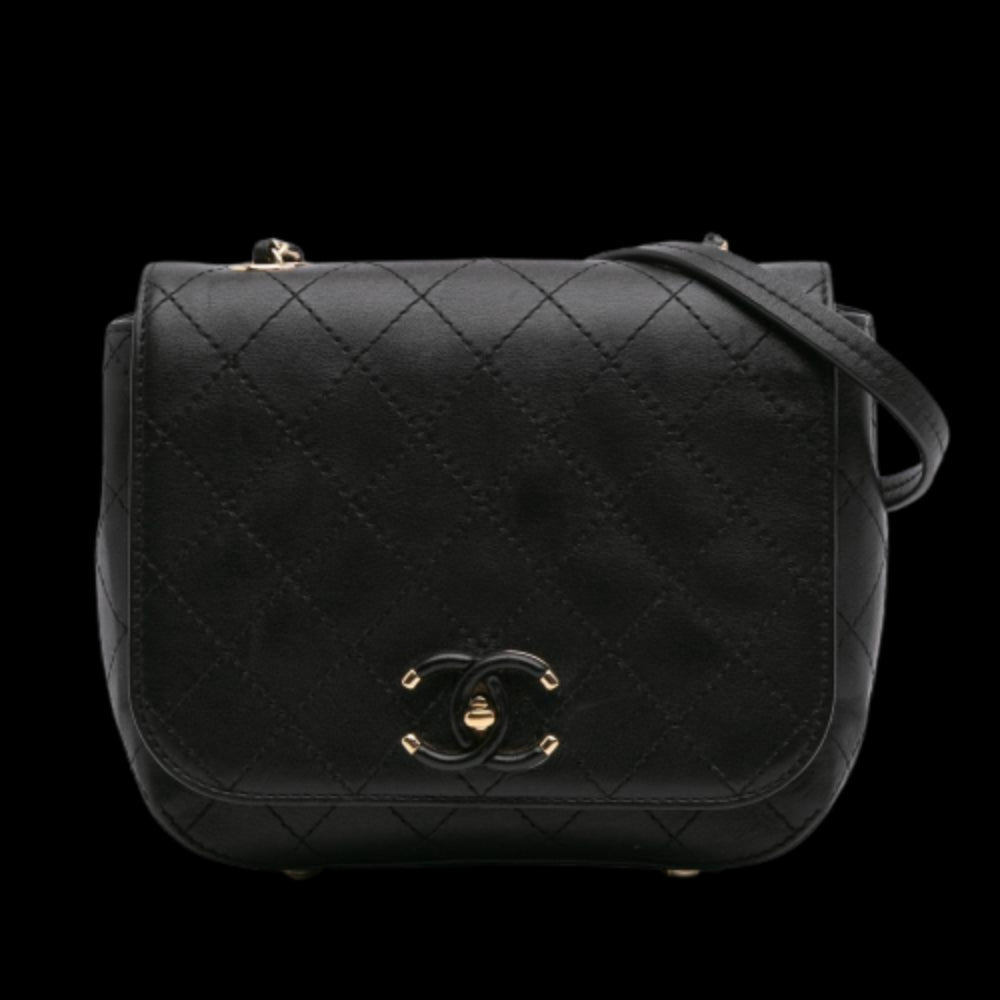 Black Leather Chanel Flap Bag