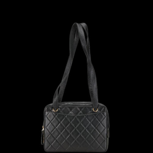 Black Leather Chanel Shoulder Bag