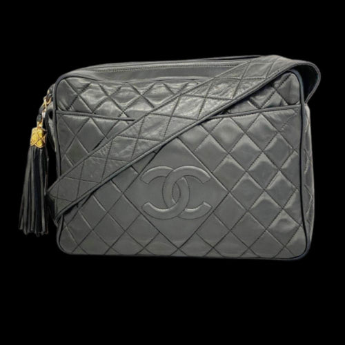 Black Leather Chanel Shoulder Bag