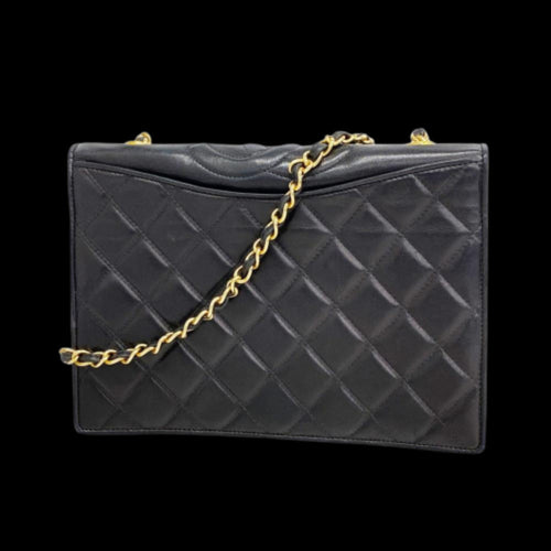 Black Leather Chanel Shoulder Bag