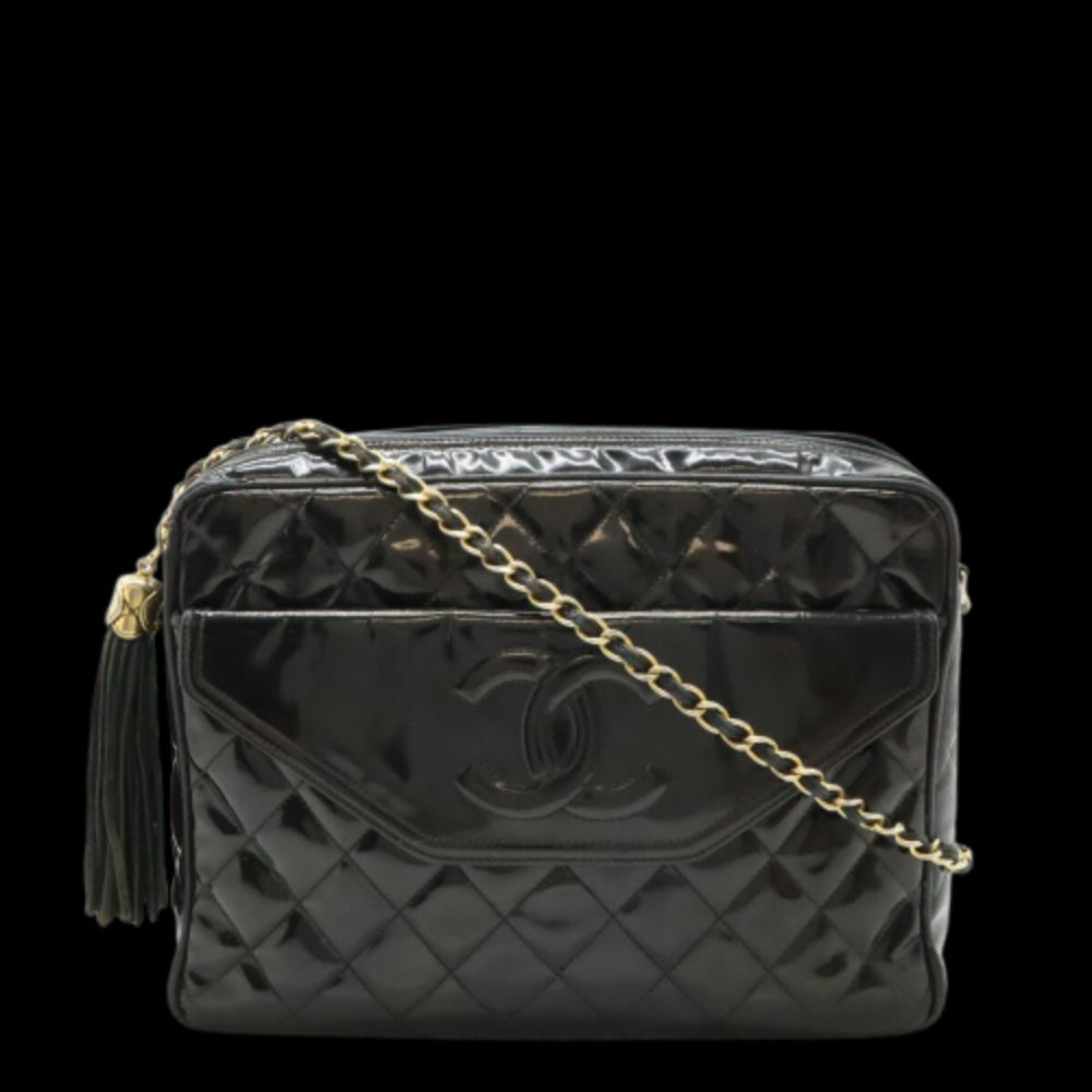 Black Leather Chanel Shoulder Bag