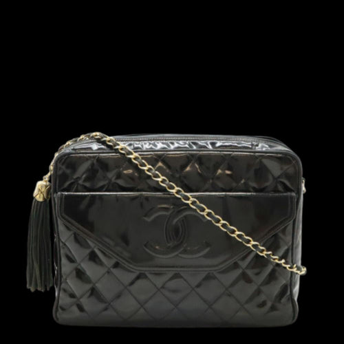Black Leather Chanel Shoulder Bag
