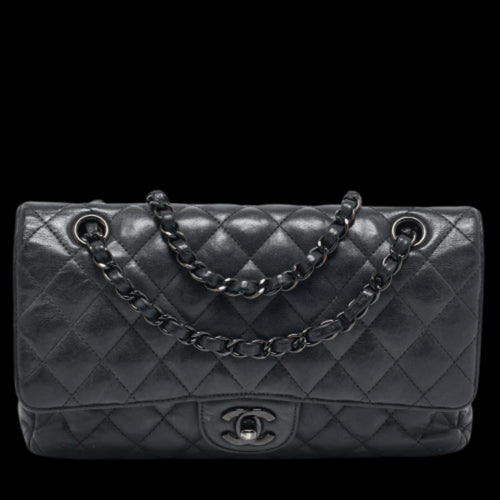 Black Leather Chanel Flap Bag