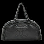 Black Leather Chanel Shoulder Bag