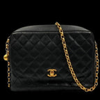 Black Leather Chanel Shoulder Bag