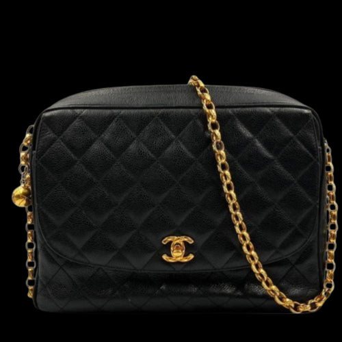 Black Leather Chanel Shoulder Bag