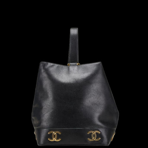 Black Leather Chanel Shoulder Bag