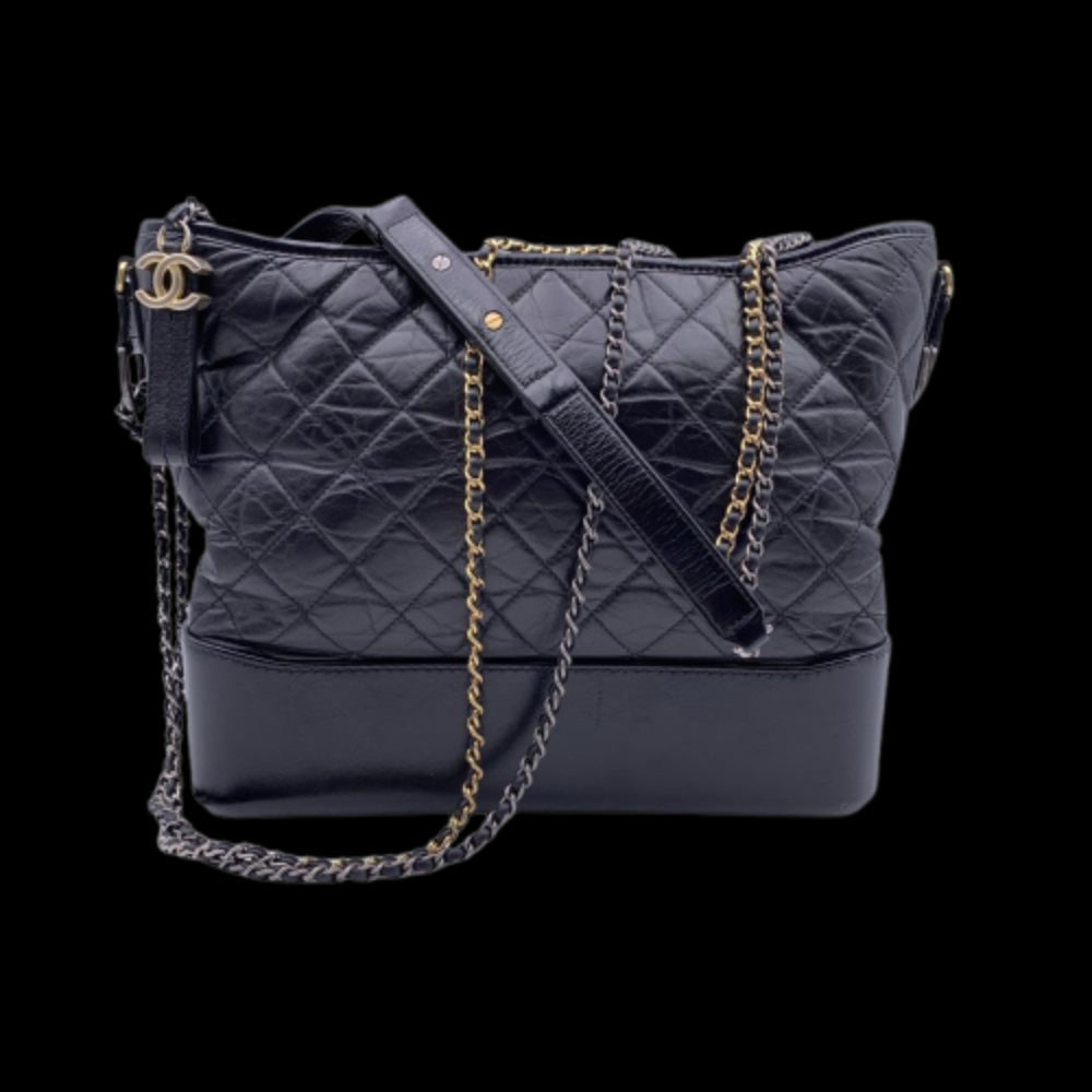 Black Leather Chanel Shoulder Bag