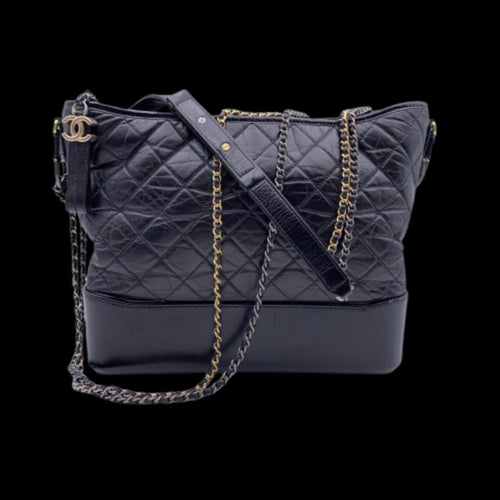 Black Leather Chanel Shoulder Bag
