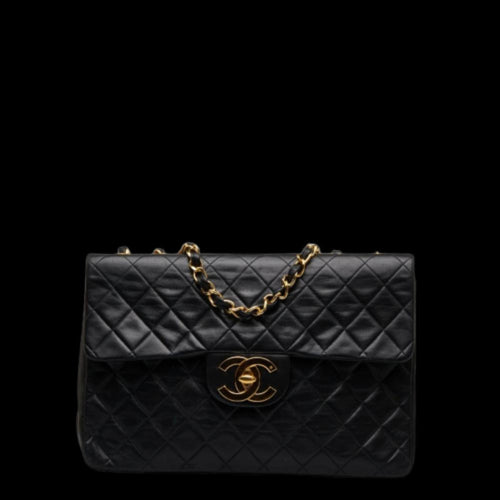 Black Leather Chanel Shoulder Bag