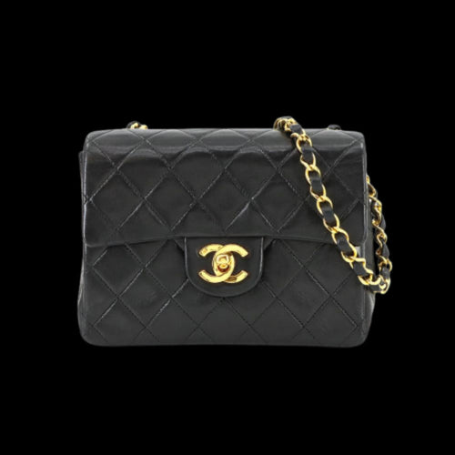 Black Leather Chanel Shoulder Bag
