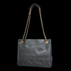 Black Leather Chanel Shoulder Bag