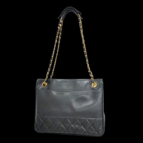 Black Leather Chanel Shoulder Bag